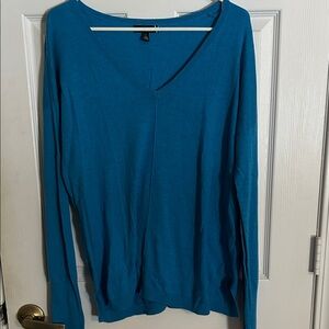 Valette Teal Long Sleeve V-Neck Top